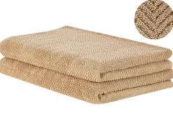 Set di 2 asciugamani MITIARO Tessuto a spugna Beige sabbia