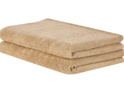 Set di 2 asciugamani MITIARO Tessuto a spugna Beige sabbia
