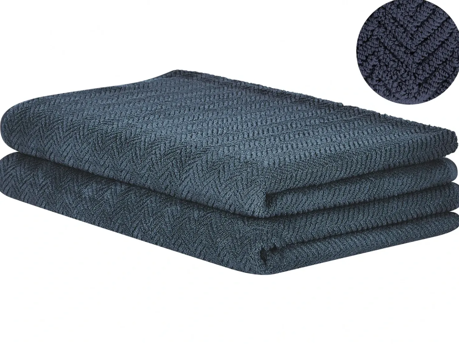 Set di 2 asciugamani MITIARO Tessuto a spugna Blu scuro