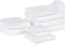 Set di 9 asciugamani MITIARO Tessuto a spugna Bianco