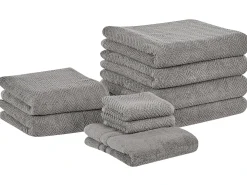 Set di 9 asciugamani MITIARO Tessuto a spugna Grigio