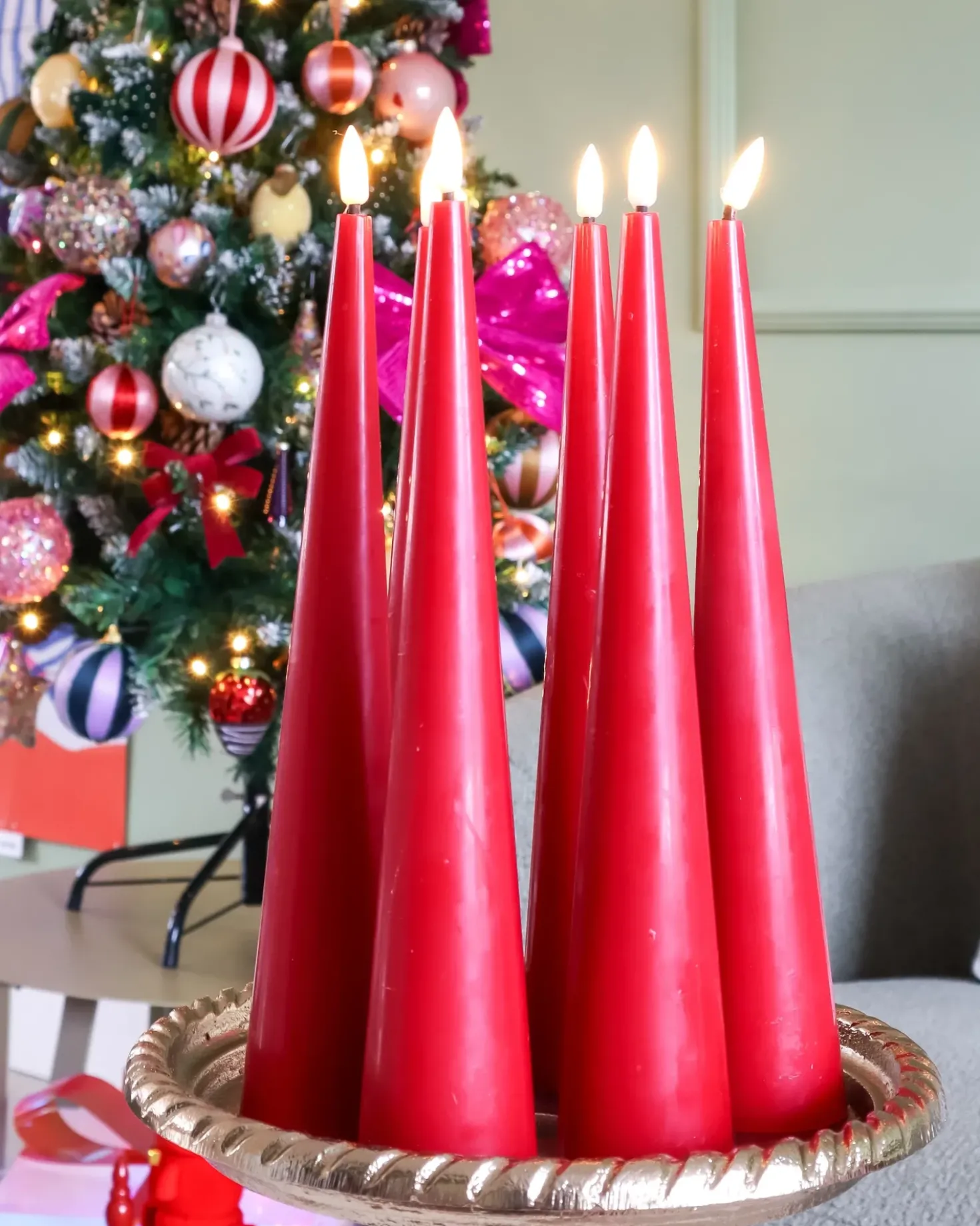 Set di 6 candele LED AURUM 28 cm Rosso