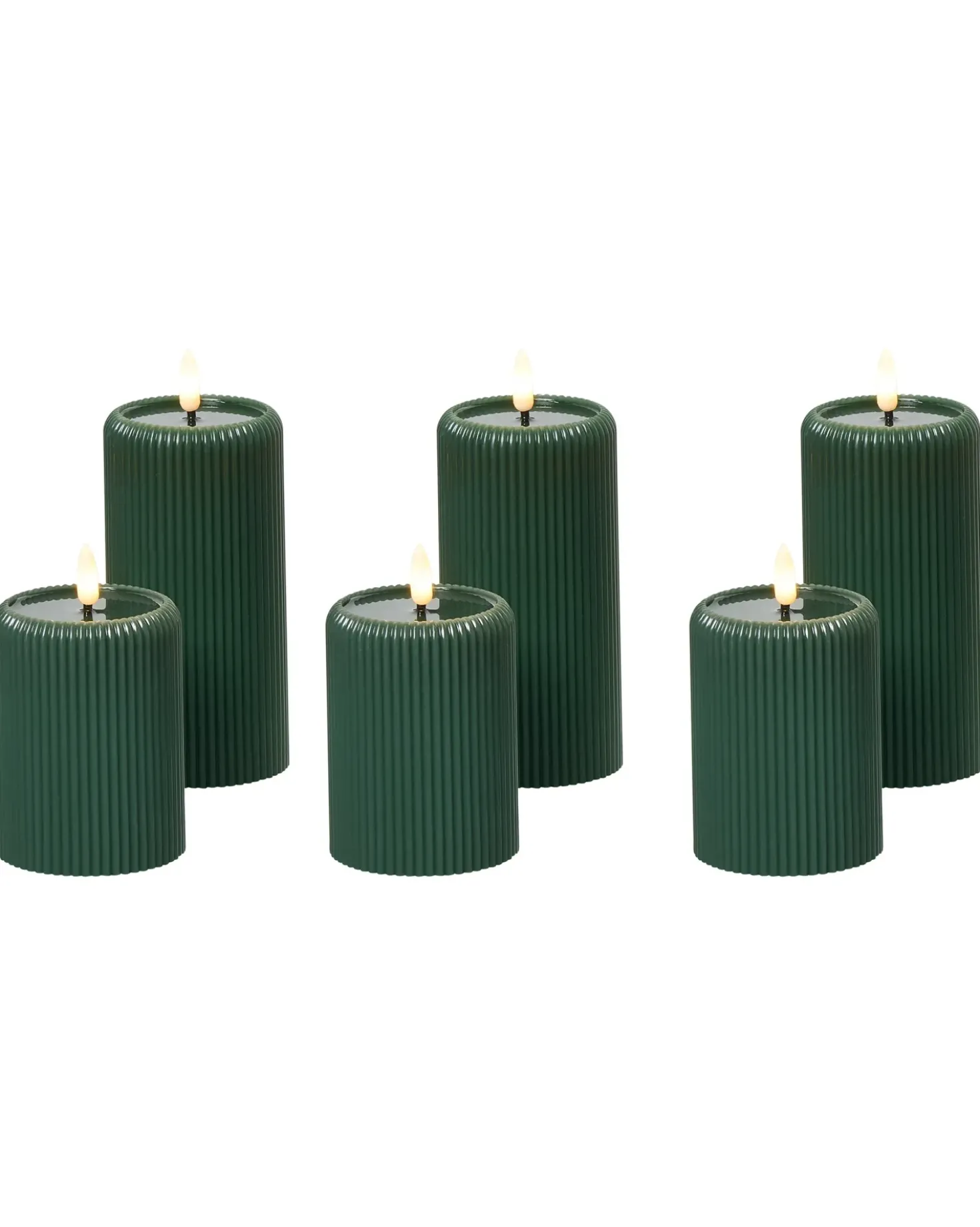 Set di 6 candele LED NOISETTE 10/16 cm Verde