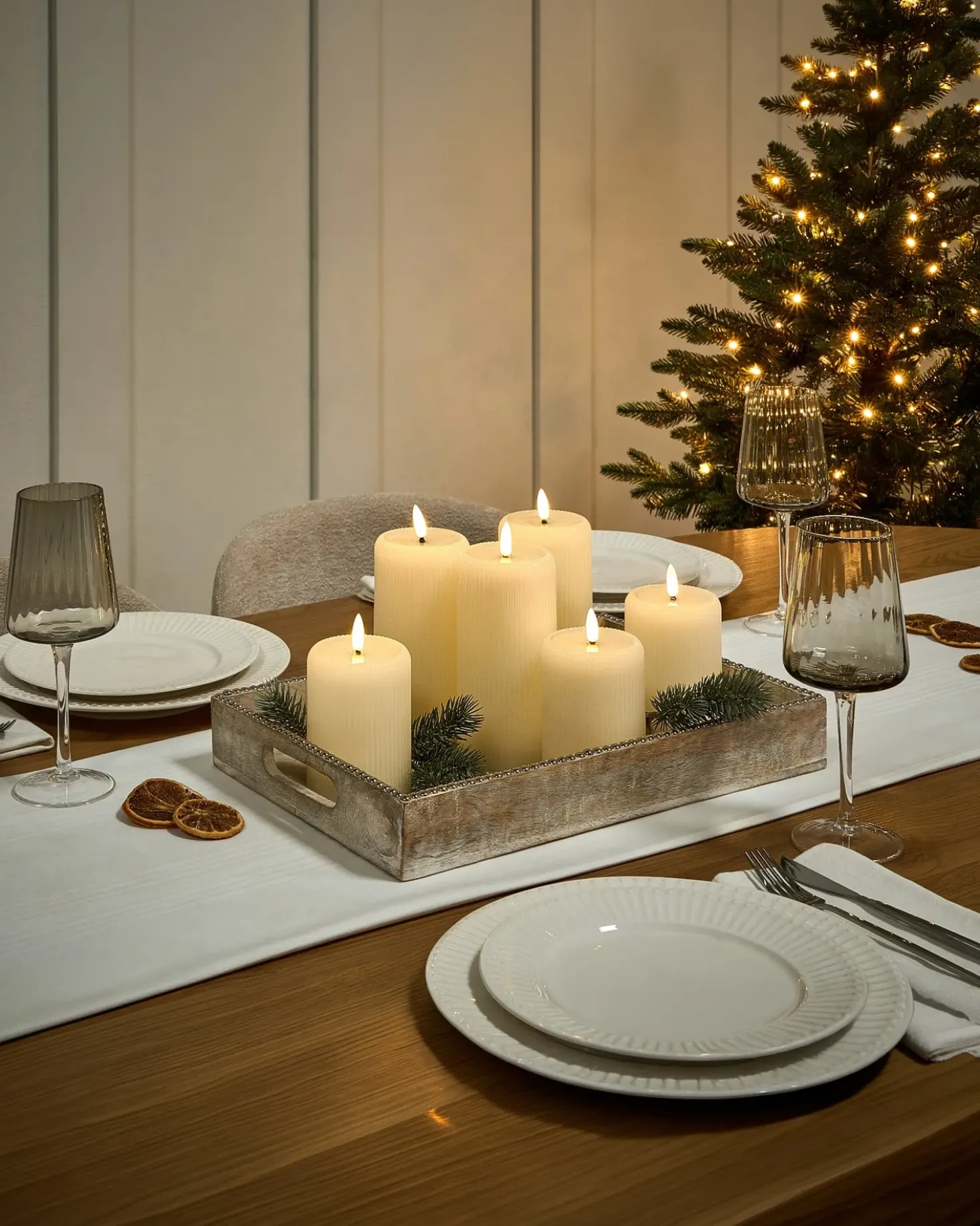 Set di 6 candele LED NOISETTE 10/16 cm Bianco sporco