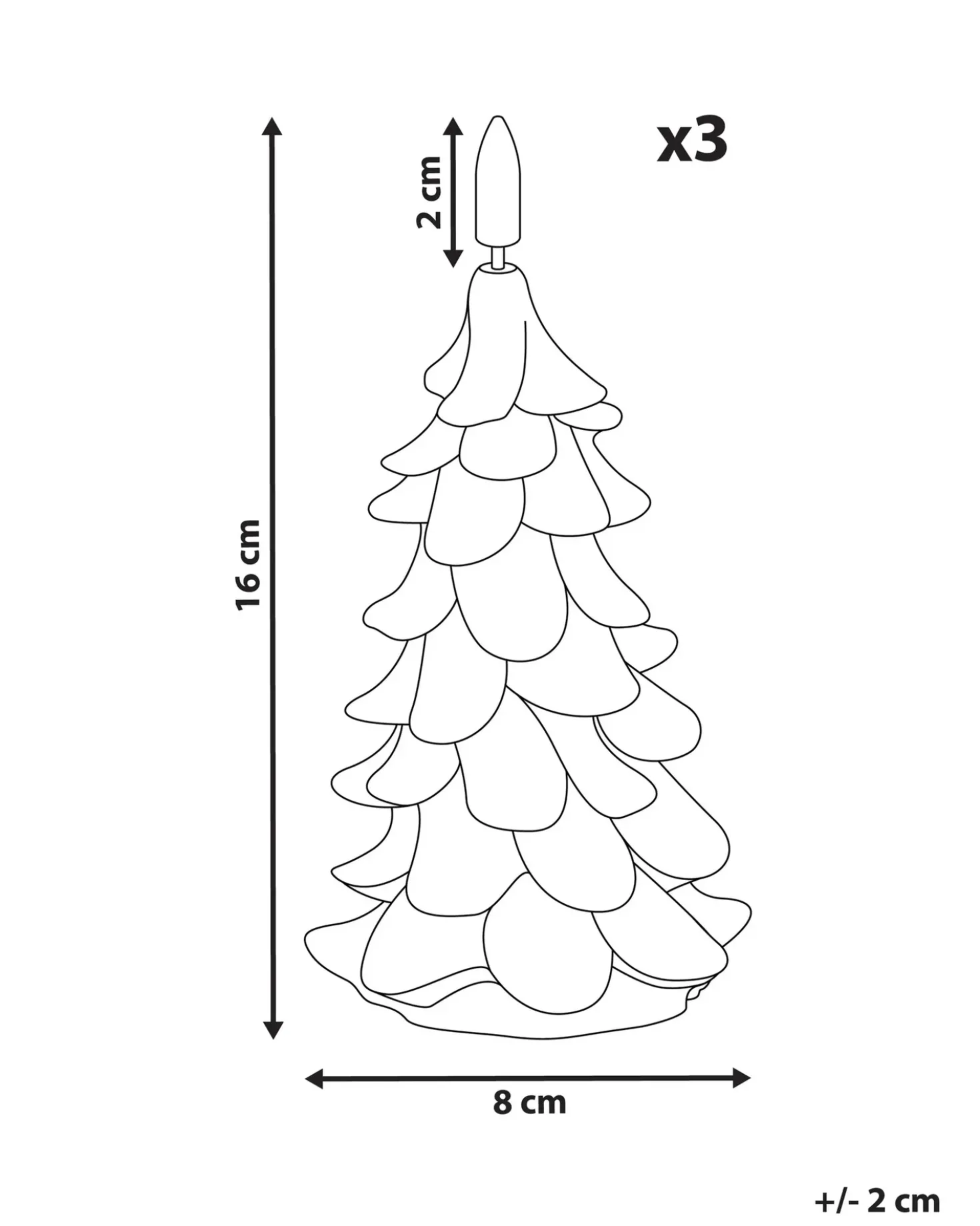 Set di 3 candele LED VELOURA Albero di Natale 16 cm Verde