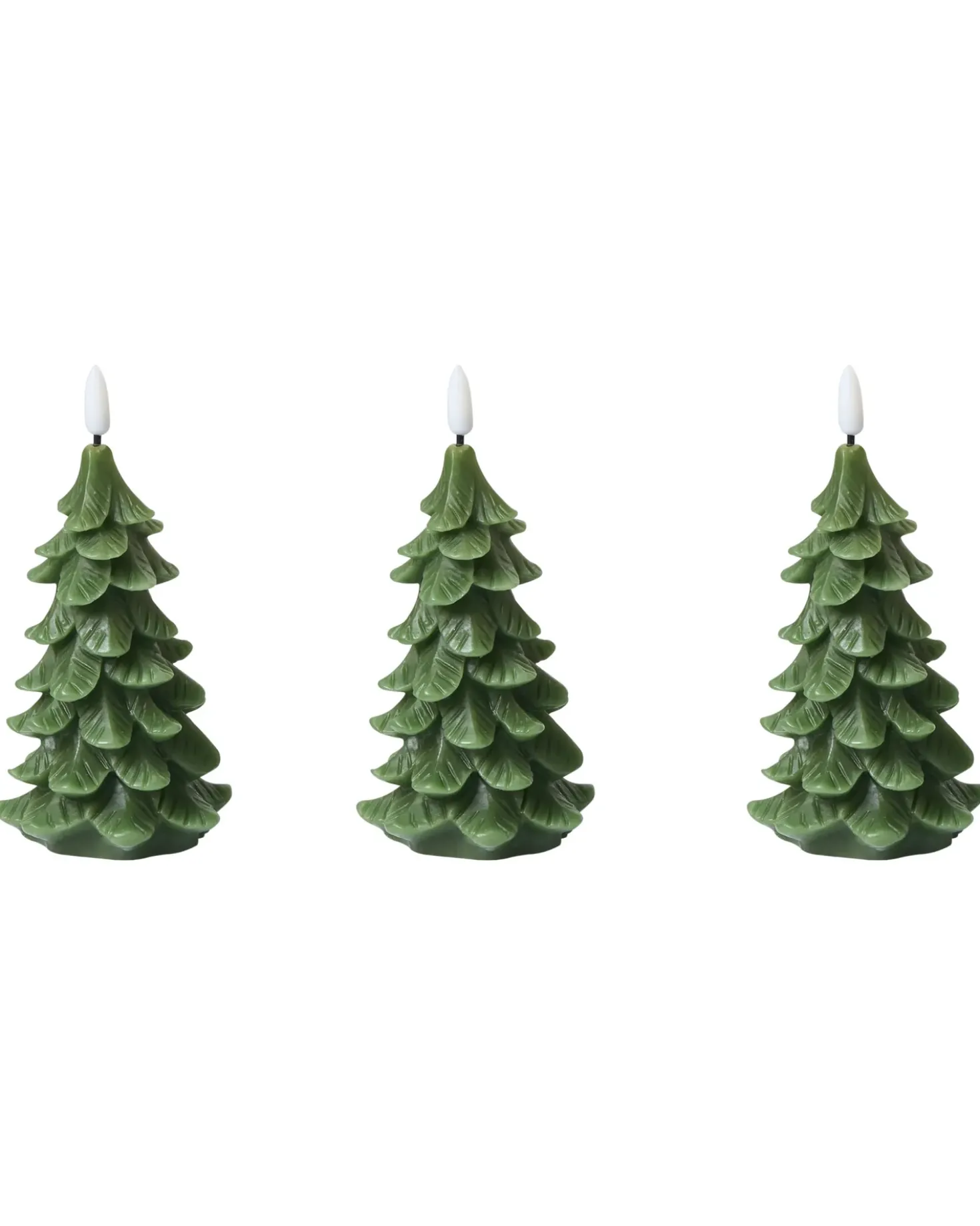 Set di 3 candele LED VELOURA Albero di Natale 16 cm Verde