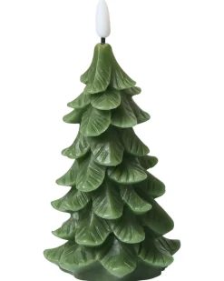 Set di 3 candele LED VELOURA Albero di Natale 16 cm Verde