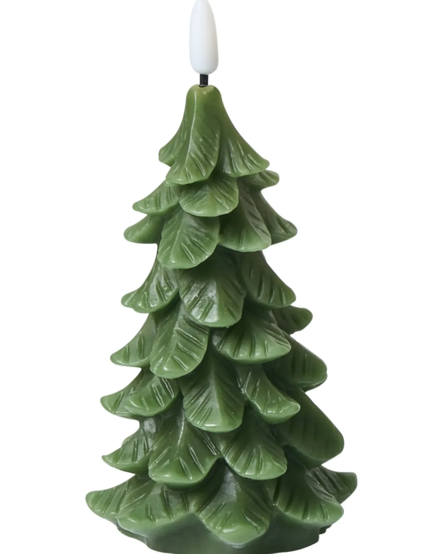 Set di 3 candele LED VELOURA Albero di Natale 16 cm Verde