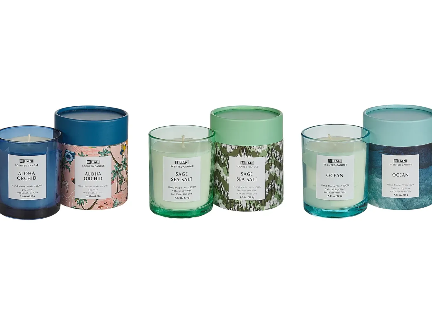Set di 3 Candele Profumate COLORFUL BARREL Cera di Soia Note fresche Note floreali