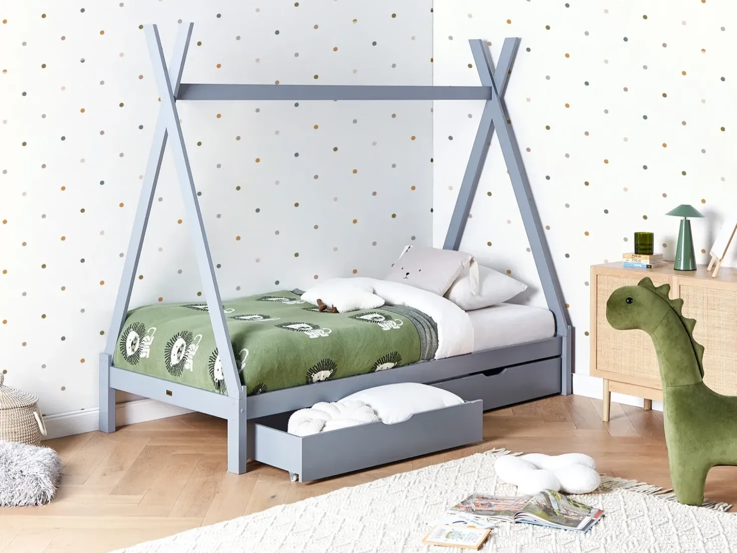 Set di 2 cassetti contenitori per letto Legno di pino CRONAT Grigio