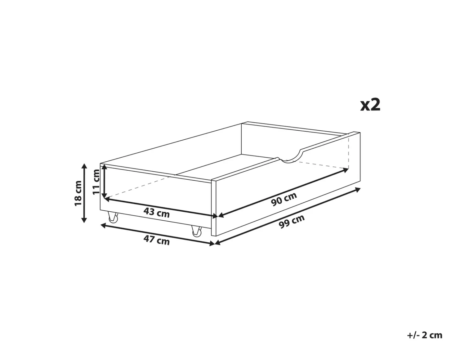 Set di 2 cassetti contenitori per letto Legno di pino CRONAT Grigio