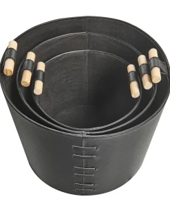 Set di 3 cestini ARAM Pelle sintetica Nero