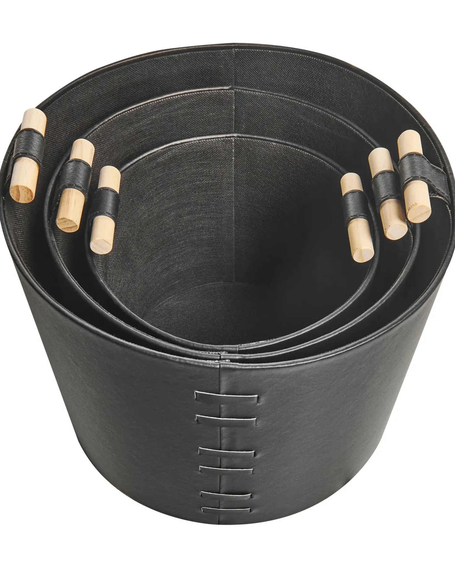 Set di 3 cestini ARAM Pelle sintetica Nero
