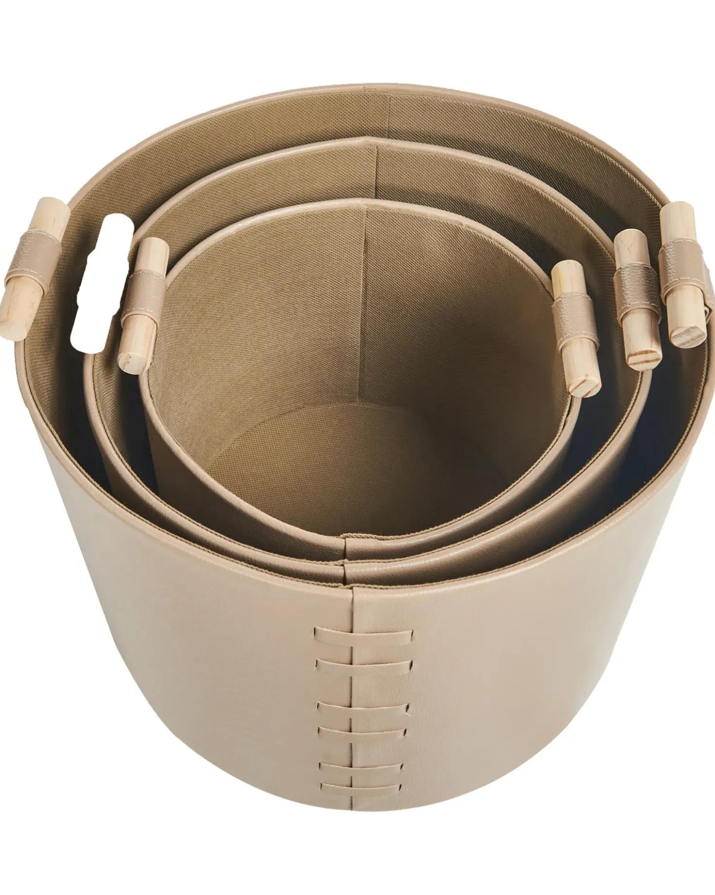 Set di 3 cestini ARAM Pelle sintetica Beige