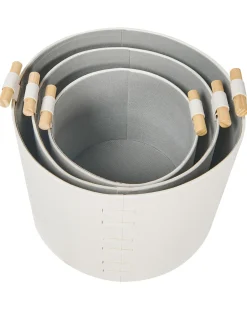 Set di 3 cestini ARAM Pelle sintetica Bianco sporco