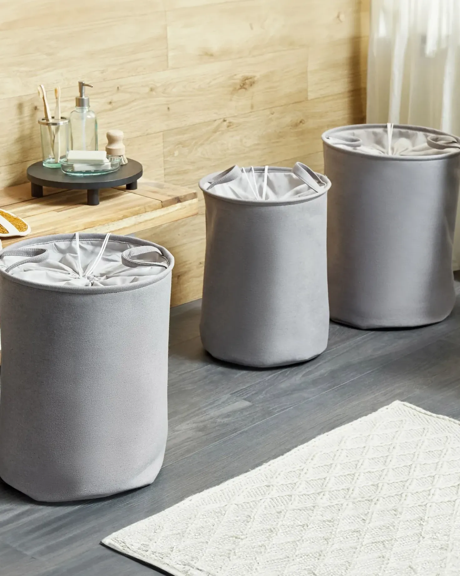 Set di 3 cestini ARCHA Cotone Grigio