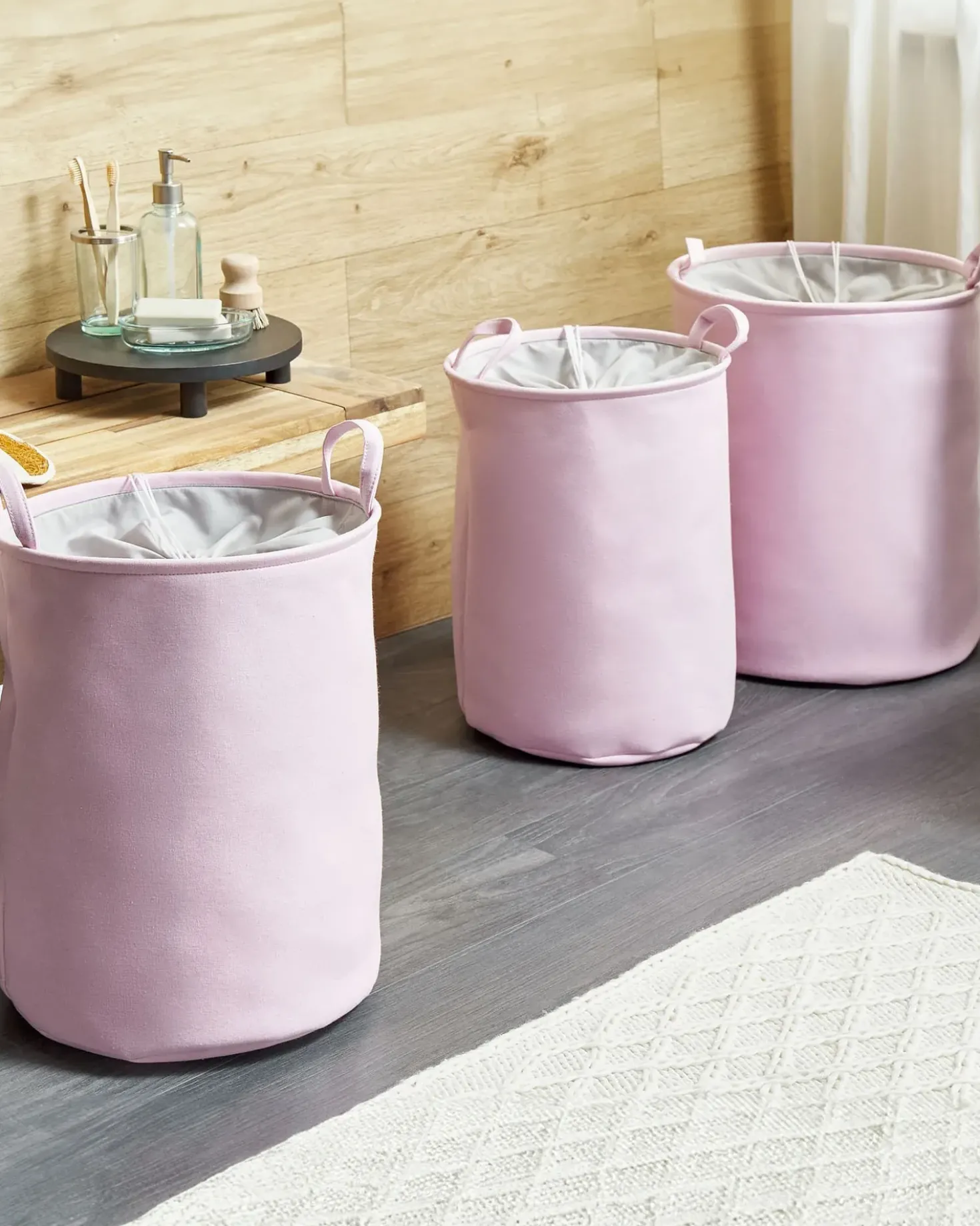 Set di 3 cestini ARCHA Cotone Rosa