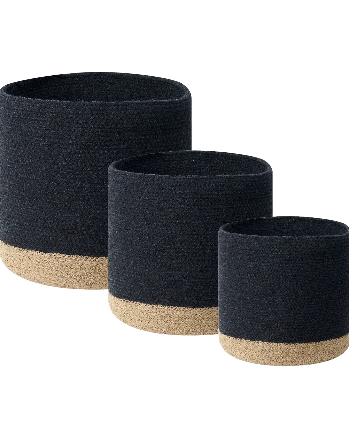 Set di 3 cestini BASIMA Cotone Nero
