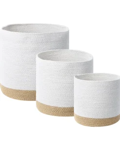 Set di 3 cestini BASIMA Cotone Bianco