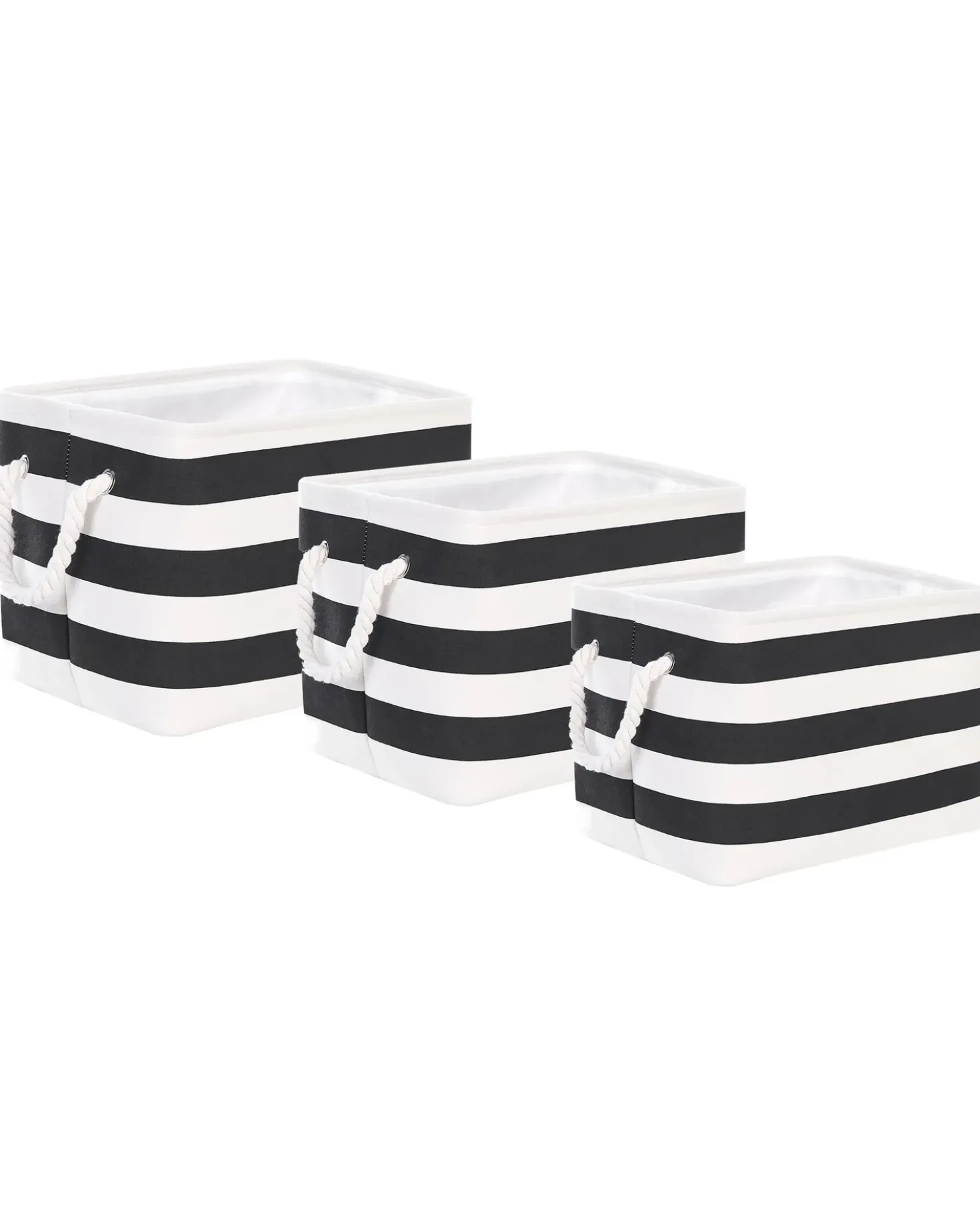 Set di 3 cestini DARQAB Cotone Nero/Bianco
