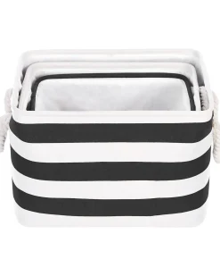 Set di 3 cestini DARQAB Cotone Nero/Bianco