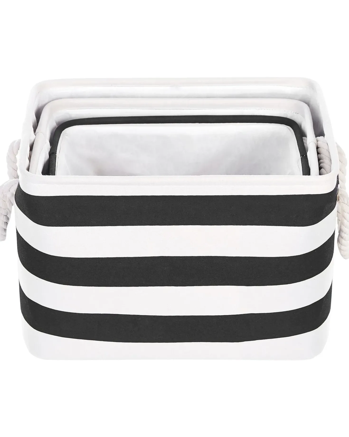 Set di 3 cestini DARQAB Cotone Nero/Bianco