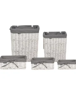 Set di 5 cestini ELLA Legno di salice Bianco 50/86 L
