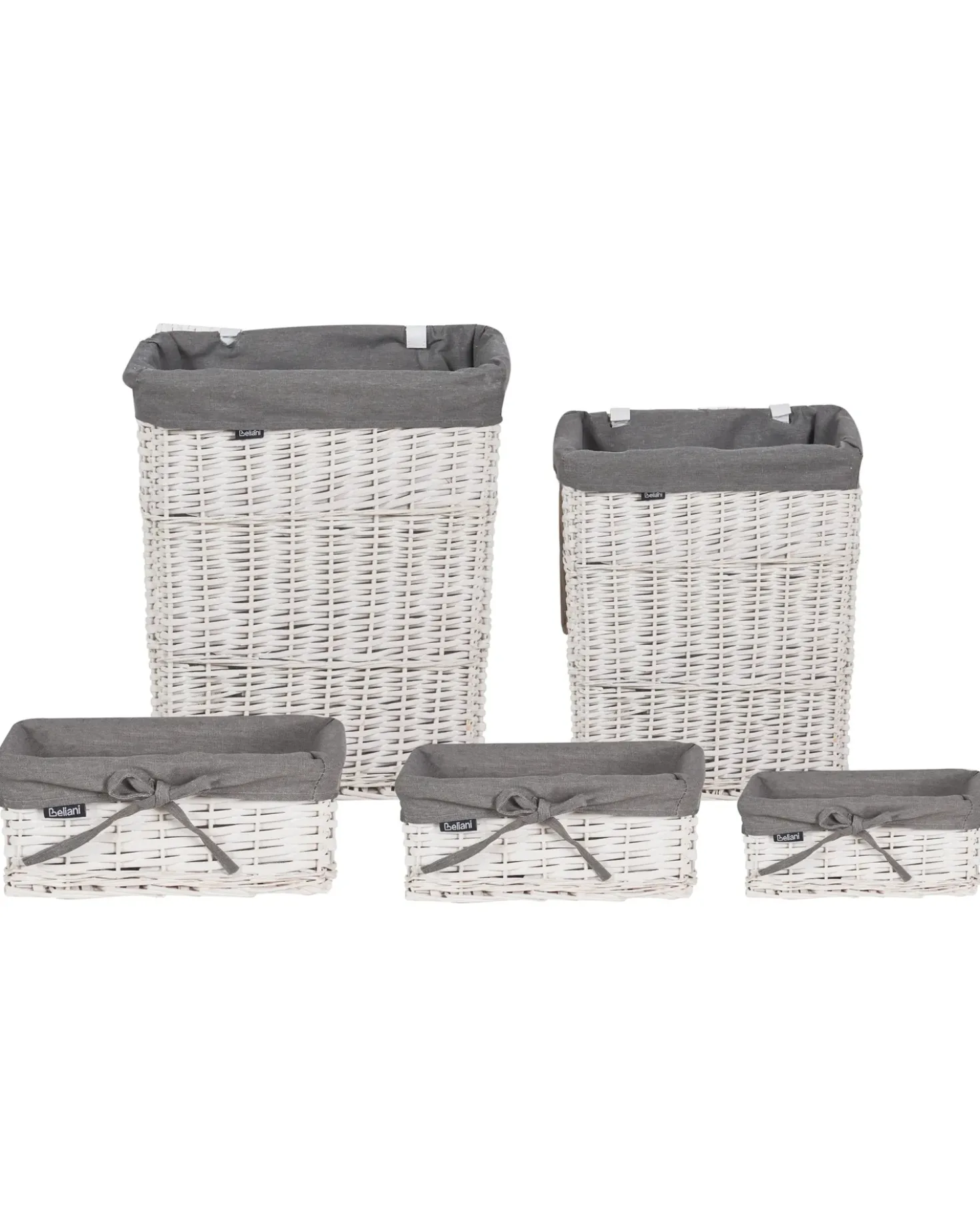 Set di 5 cestini ELLA Legno di salice Bianco 50/86 L