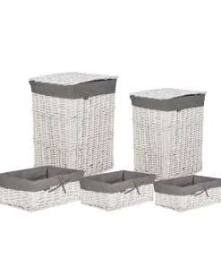 Set di 5 cestini ELLA Legno di salice Bianco 50/86 L