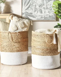 Set di 2 cestini GAJAR Iuta Bianco