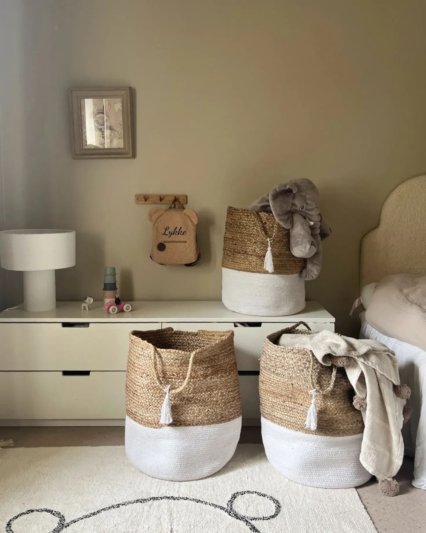 Set di 2 cestini GAJAR Iuta Bianco