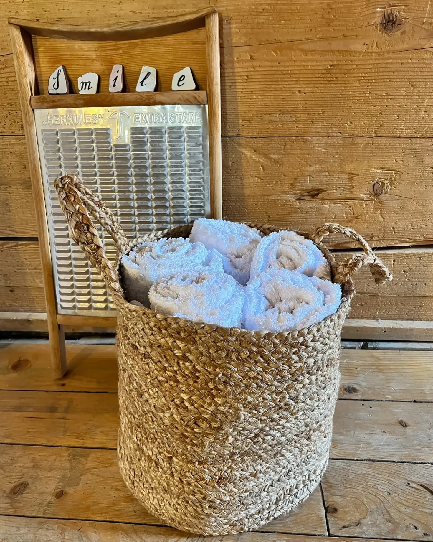 Set di 2 cestini KAELLA Iuta Beige sabbia