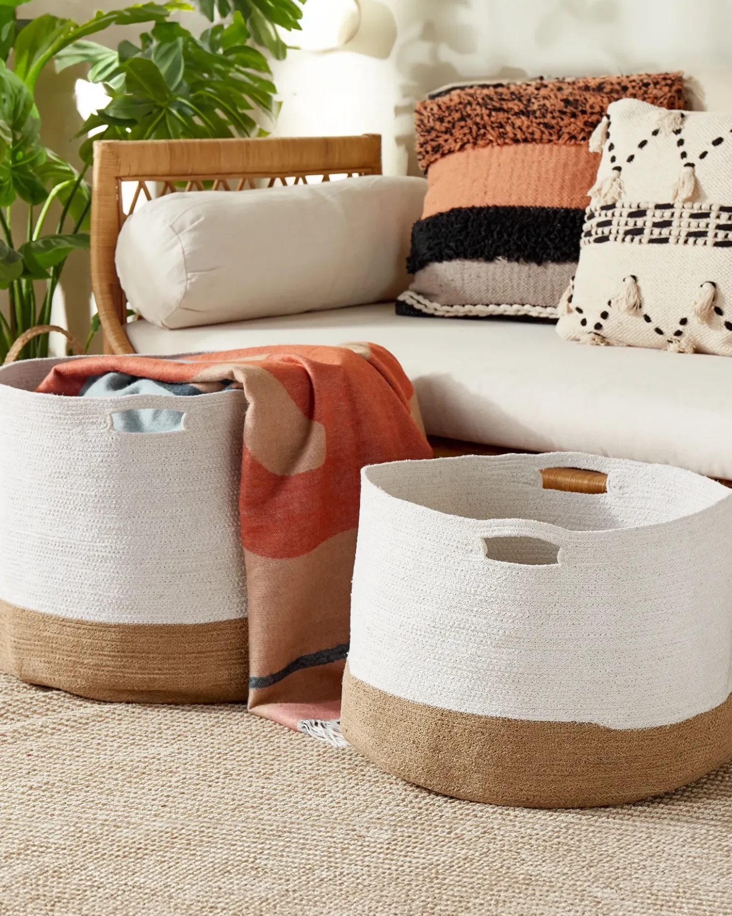 Set di 2 cestini KAHAN Cotone Bianco