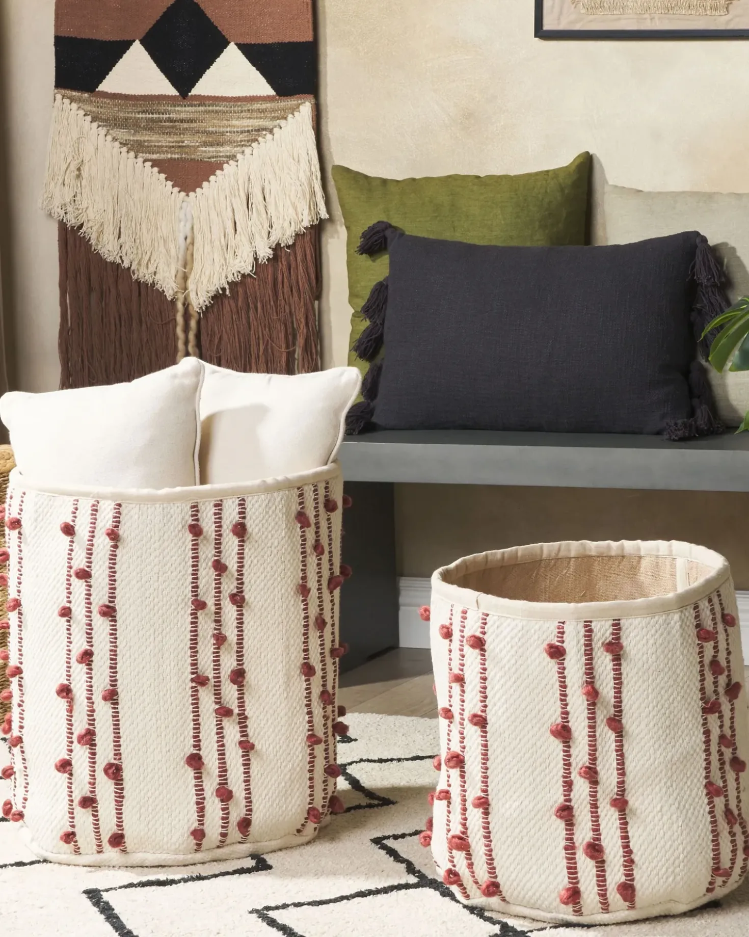 Set di 2 cestini KHEL Cotone Beige