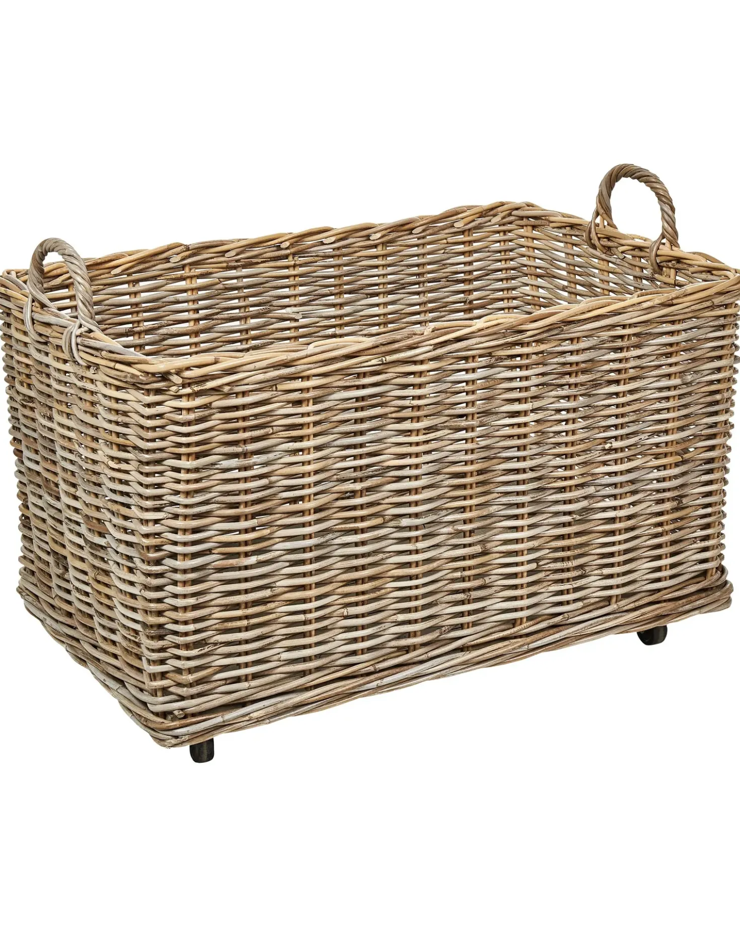 Set di 2 cestini KITIM con ruote Rattan Naturale
