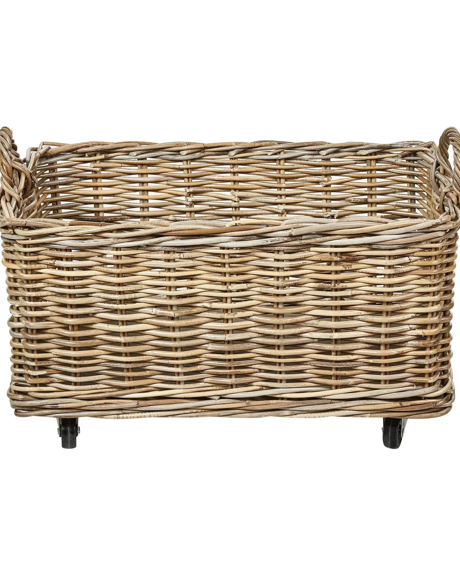 Set di 2 cestini KITIM con ruote Rattan Naturale