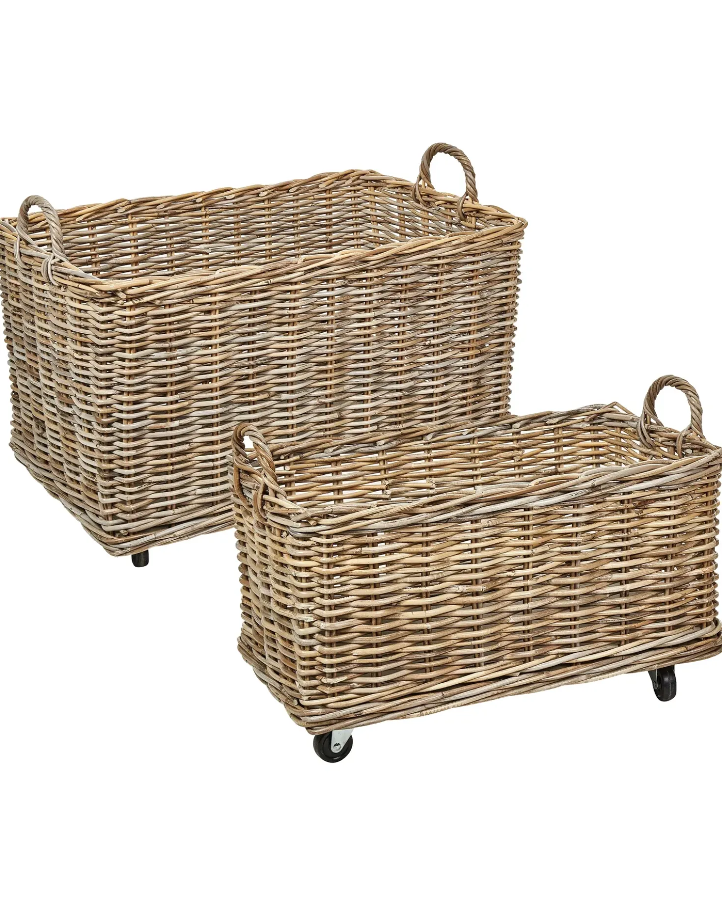 Set di 2 cestini KITIM con ruote Rattan Naturale