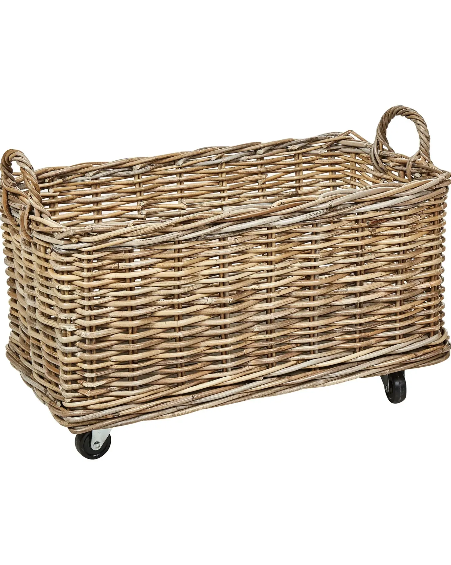 Set di 2 cestini KITIM con ruote Rattan Naturale