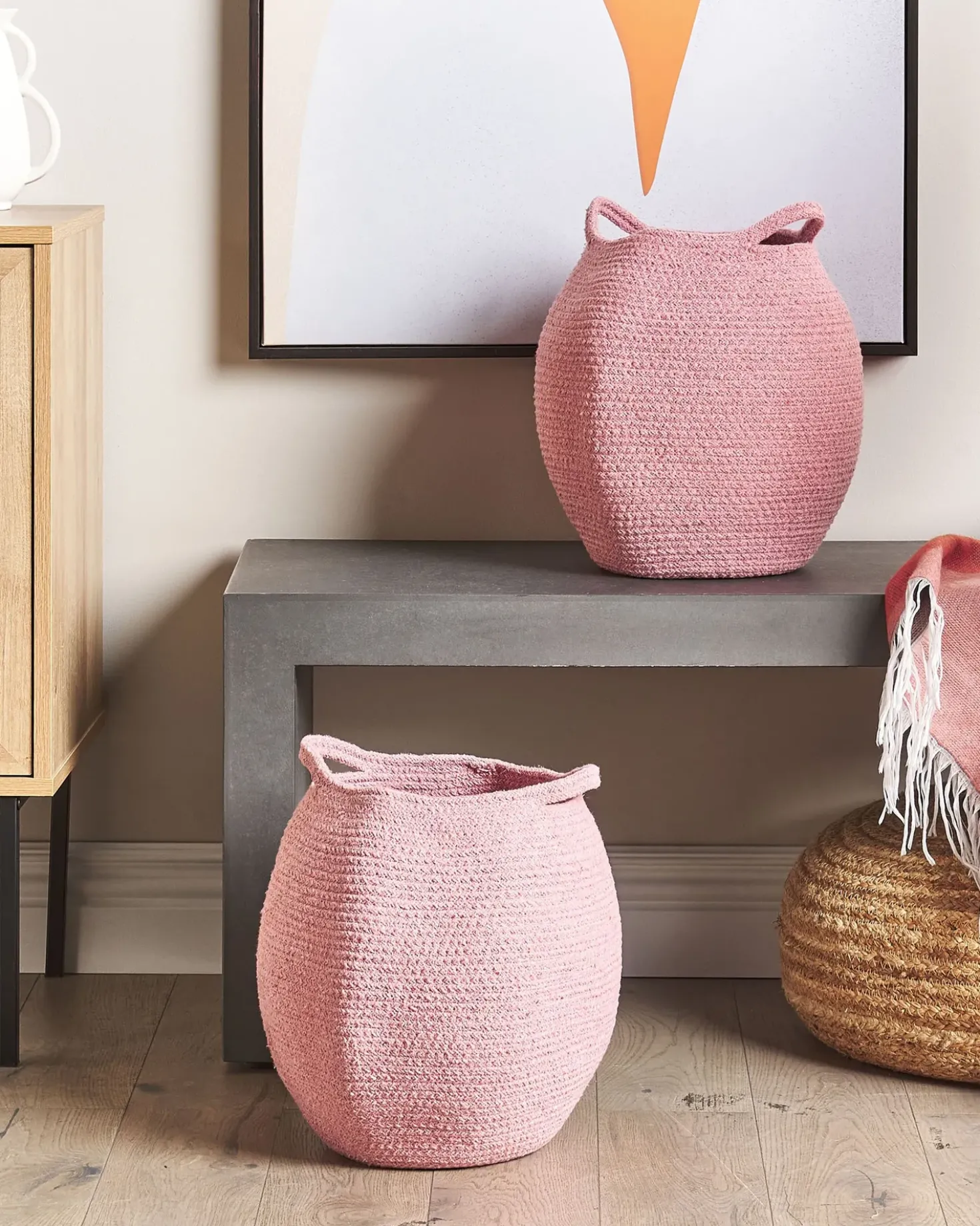 Set di 2 cestini PANJGUR Cotone Rosa