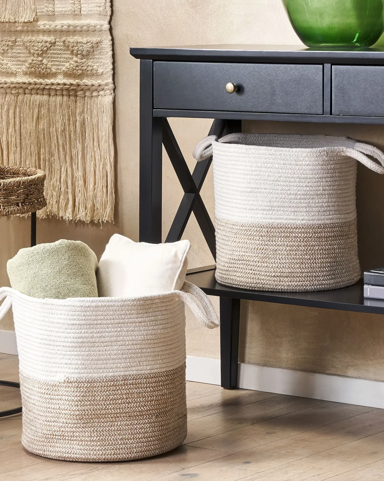Set di 2 cestini PAZHA Cotone Beige