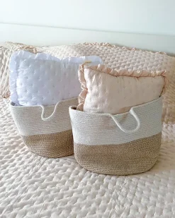 Set di 2 cestini PAZHA Cotone Beige