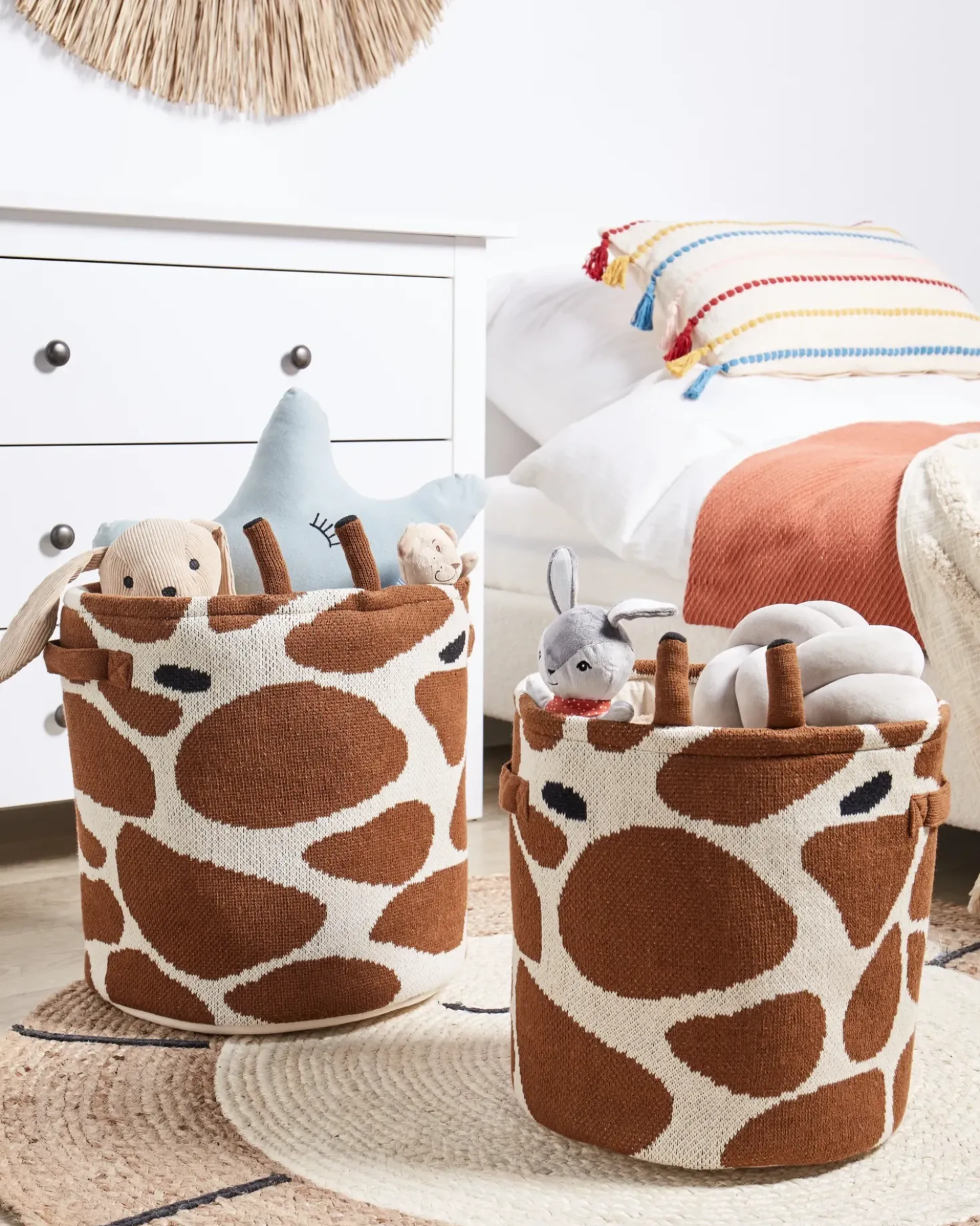 Set di 2 cestini per bambini Giraffa POMANG Cotone Marrone