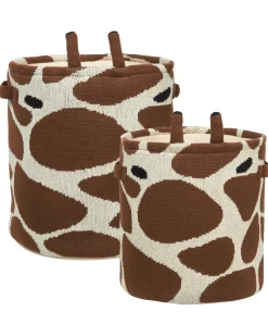 Set di 2 cestini per bambini Giraffa POMANG Cotone Marrone