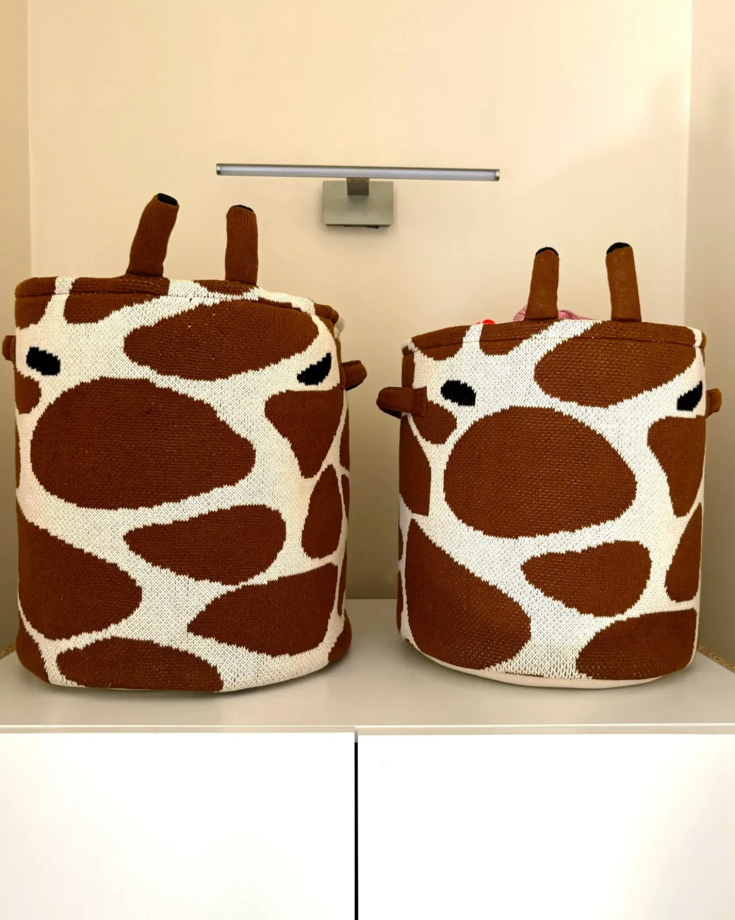 Set di 2 cestini per bambini Giraffa POMANG Cotone Marrone