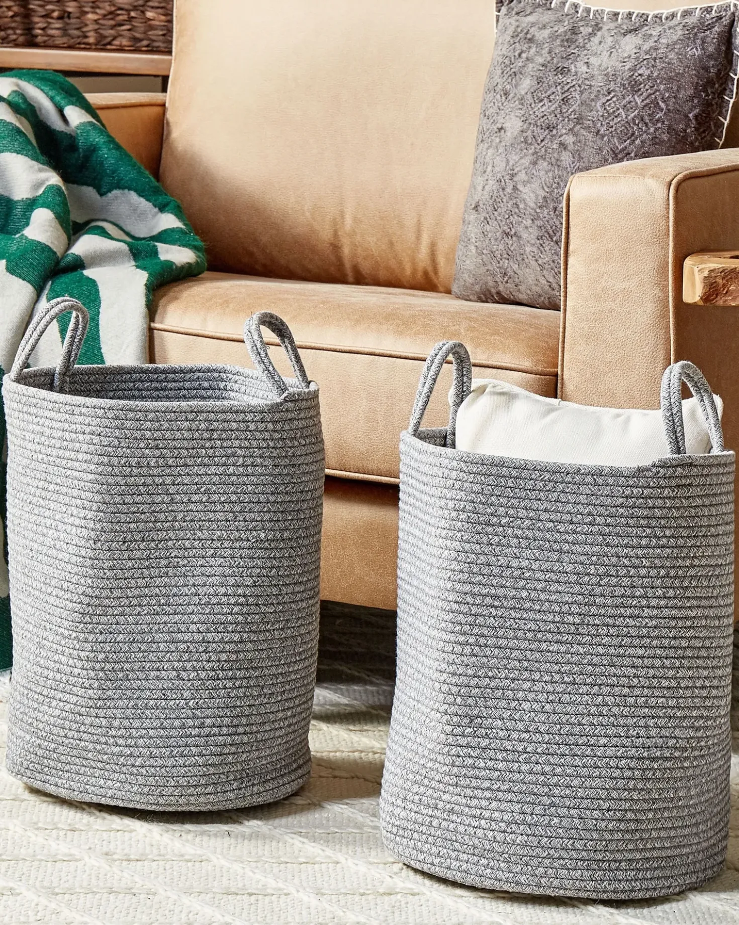 Set di 2 cestini SARYK Cotone Grigio