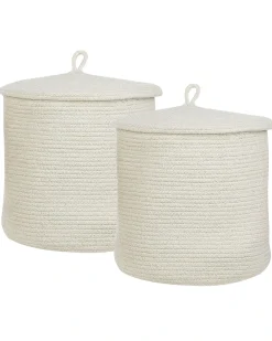 Set di 2 cestini SILOPI Cotone Bianco sporco
