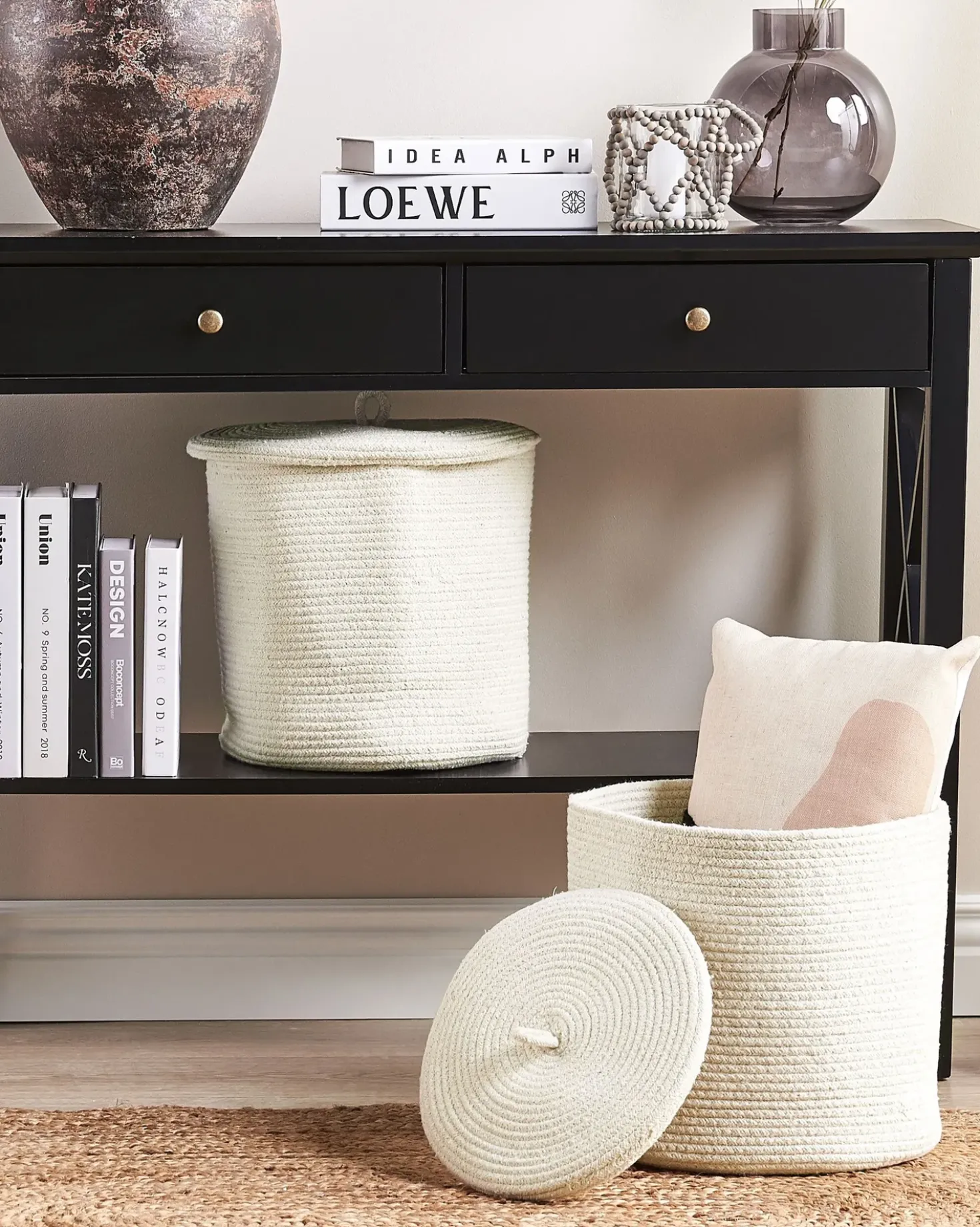 Set di 2 cestini SILOPI Cotone Bianco sporco