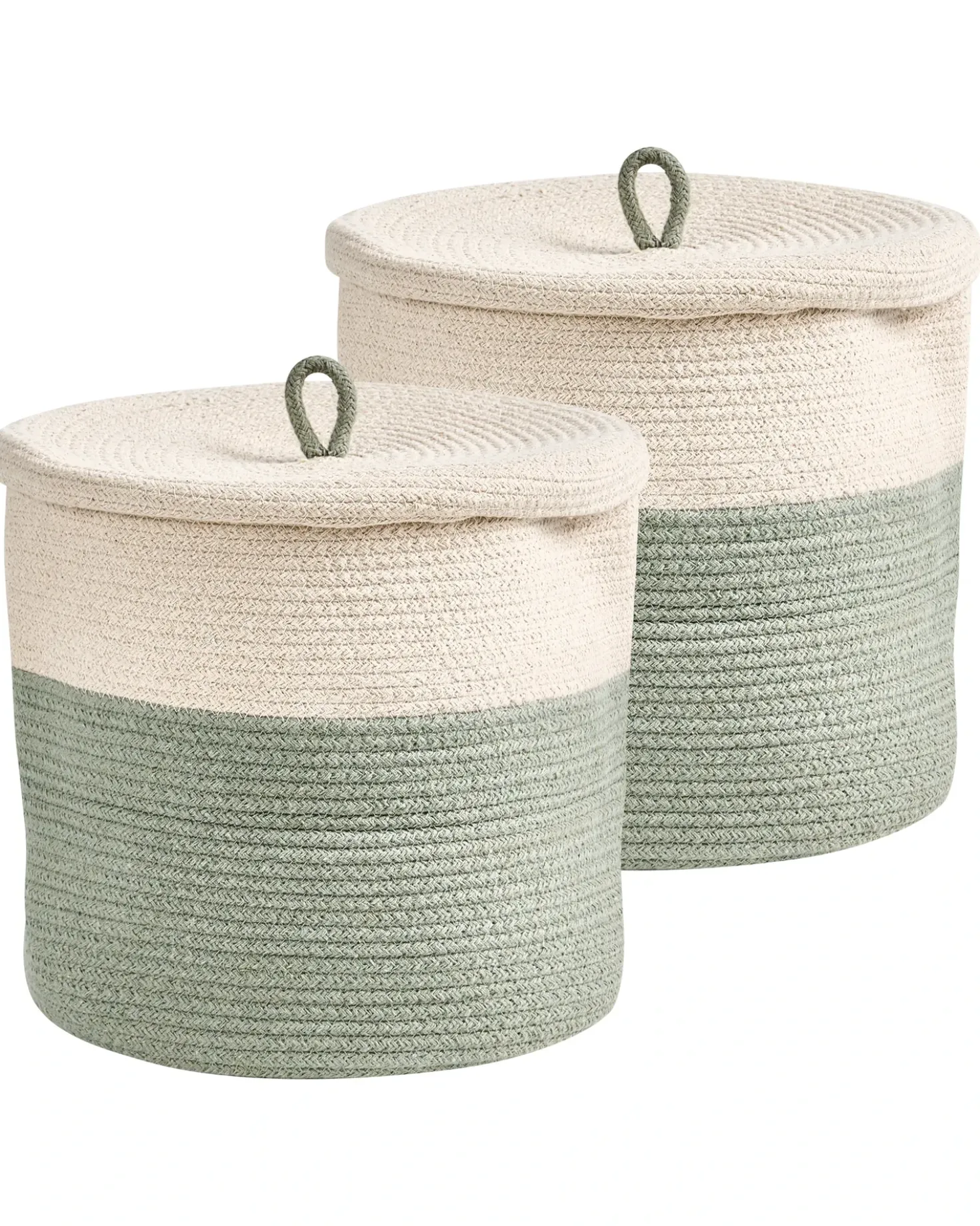 Set di 2 cestini SILOPI Cotone Beige chiaro/Verde