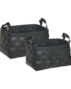 Set di 2 cestini SIPPAR Pelle sintetica Nero