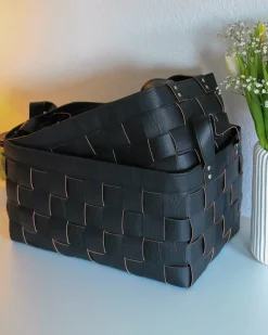 Set di 2 cestini SIPPAR Pelle sintetica Nero
